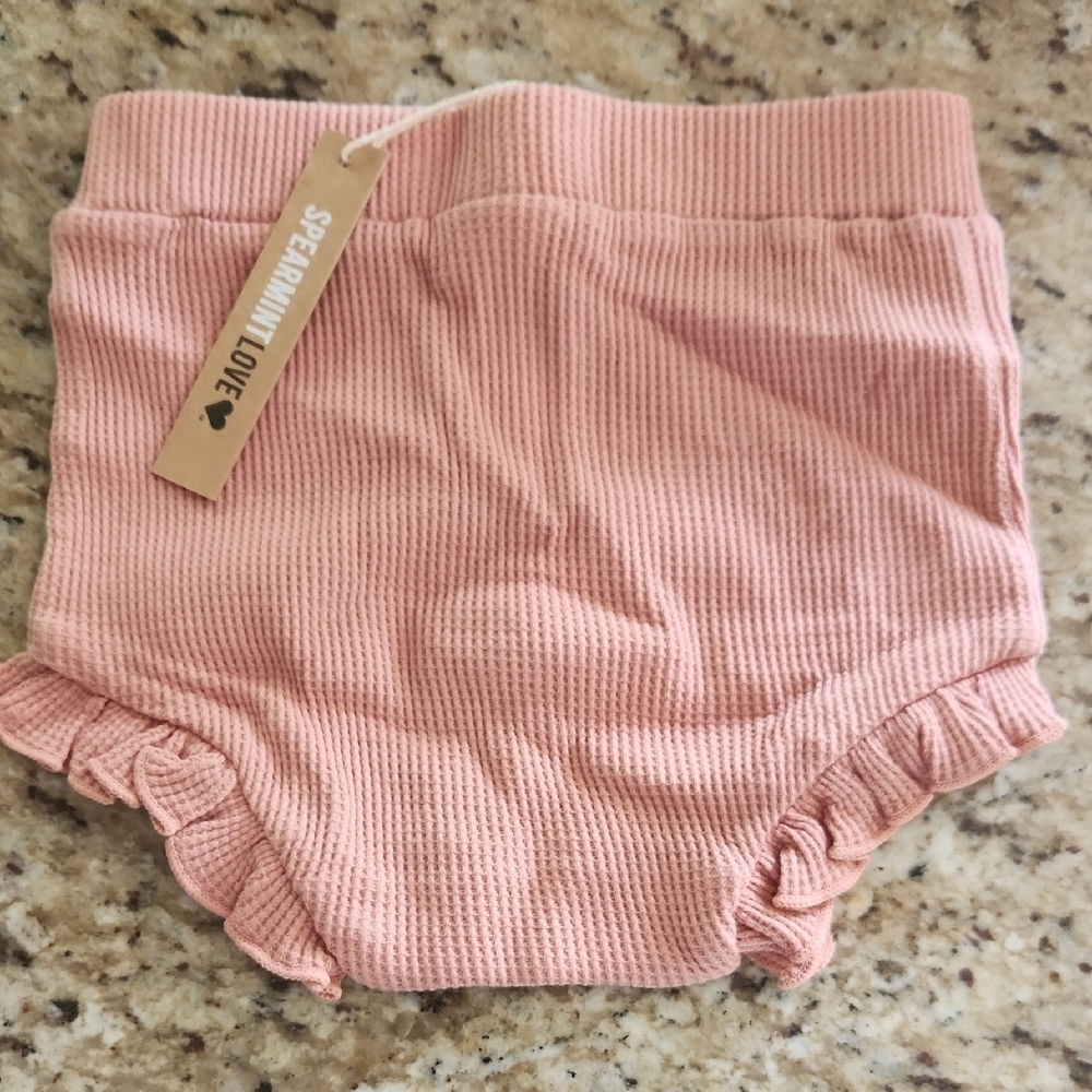 Soft Pink Ruffle Shorts with Elastic Waistband